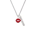 thumbnail image 2 of Delight Jewelry Silvertone Red Lips Silvertone Live the Life You Have Imagined Bar Charm Necklace, 23", 2 of 4