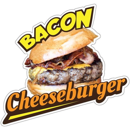 SignMission 8 in. Decal Concession Stand Food Truck Sticker - Bacon Cheeseburger