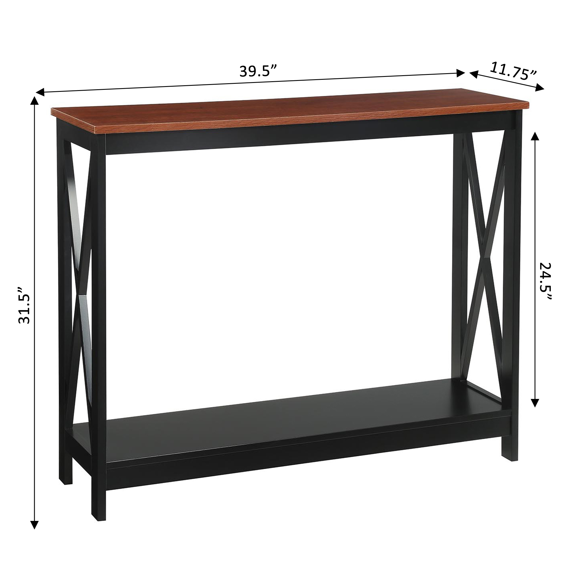 Convenience Concepts Oxford Console Table with Shelf, Cherry/Black ...