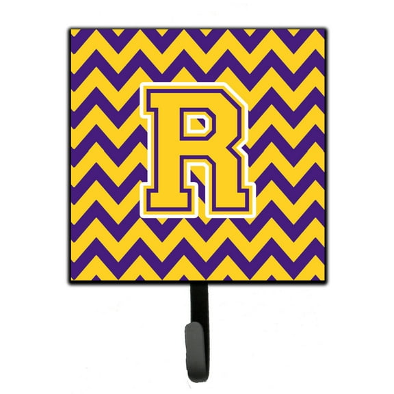 Carolines Treasures CJ1041-RSH4 Letter R Chevron Purple and Gold Leash or Key Holder Single Hook multicolor