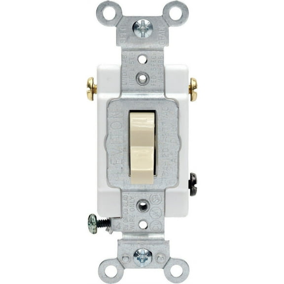 Leviton 15 amps Three Pole Toggle AC Quiet Switch Ivory 1 pk