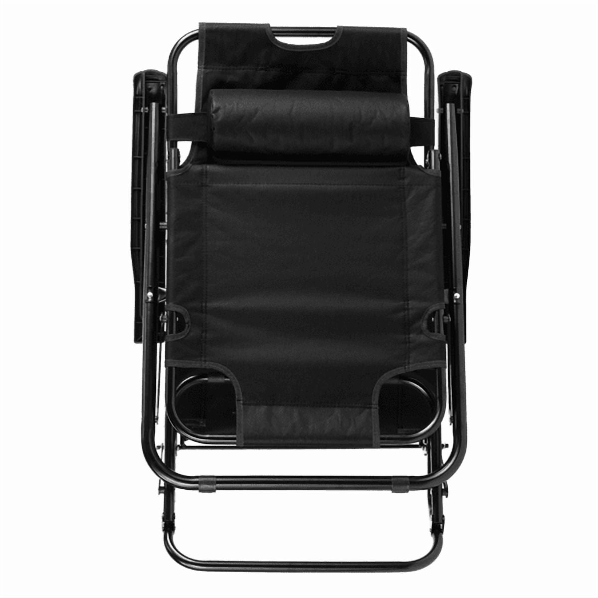 Folding Recliner Chair, Portable Extendable Folding Reclining Chairs for Indoor Outdoor, Black