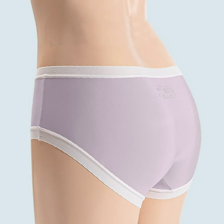 

Aayomet Underpants For Women Ladies Show Buttocks Wear Fashion Soft Ice Silk Seamless Low Waist Lace Hollow Briefs Purple XL