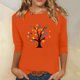 thumbnail image 1 of Heisall Women's Spring Autumn Tops 3/4 Sleeve Round Neck Casual Fashion Blouses Orange Festival Print Shirts, 1 of 4