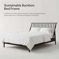 thumbnail image 5 of Harper & Bright Designs Wood Spindle Platform Bed Bamboo Queen Size with Tall Headboard, Simple Bohemian Bed Frame with Wooden Slats and Metal Support, Black, 5 of 10