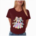 thumbnail image 6 of TOWED22 Halloween Shirts for Women Bow Ghost Shirt Cute Spooky Tshirt Fall Flower Graphic Tees Short Sleeve Casual Tops(Wine,L), 6 of 8