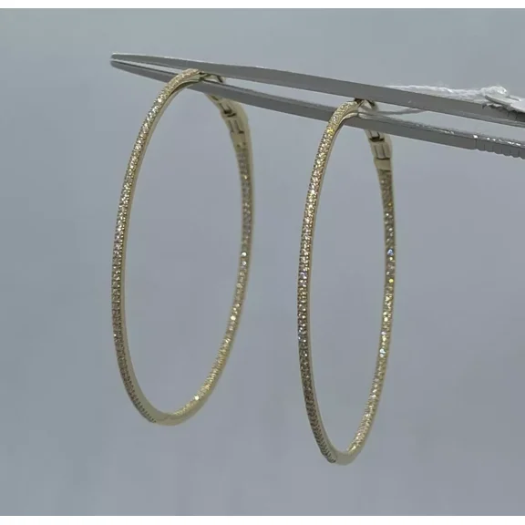 4Ct Round Cut Real Moissanite Huggie Hoop Women's Earrings 14K Yellow Gold Plated