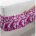 thumbnail image 2 of Violet Bed Skirt, Aloha Hawaiian Graphic Illustrated Abstract Hibiscus Overlapping Printing, Elastic Bedskirt Dust Ruffle Wrap Around for Bedding Decor, 4 Sizes, White Hot Pink Purple, by Ambesonne, 2 of 2