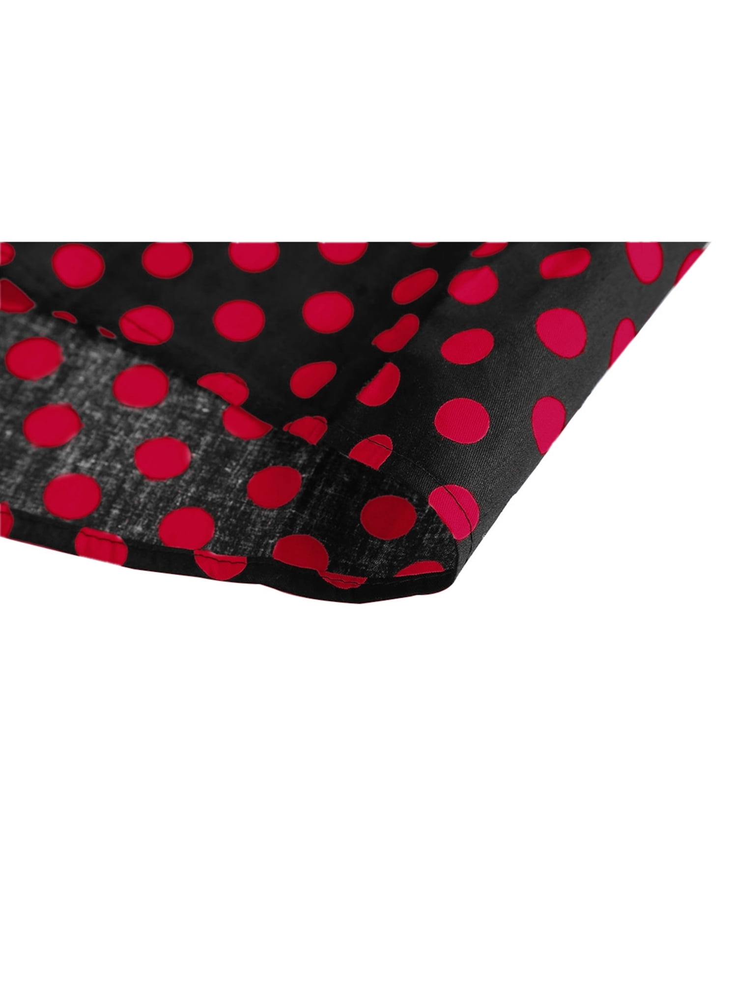 Unique Bargains Men's Long Sleeve Button Slim Polka Dots Shirt 34 Red Black