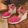 thumbnail image 4 of Pandaie Women's Closed Toe Platform Sandals Summer Ankle Buckles Strap Espadrilles Wedge Slip on Walking Shoes for Casual Beach Vacation Hot Pink Size 6, 4 of 7