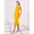thumbnail image 3 of DARING DIVA Sleeveless Sheath Boat Neck Pencil Dress 2XL Yellow, 3 of 6