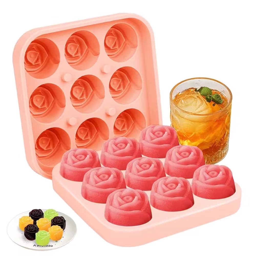 Square Shape Rose Ice Cube Mold with Lid, Reusable Ice Maker for Whiskey, Easy Release for Cold Drinks, Perfect for Parties and Home Bars