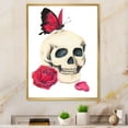 thumbnail image 1 of Designart Skull With Red Rose & Butterfly Modern & Contemporary Floating Frame Wall Art, 1 of 4
