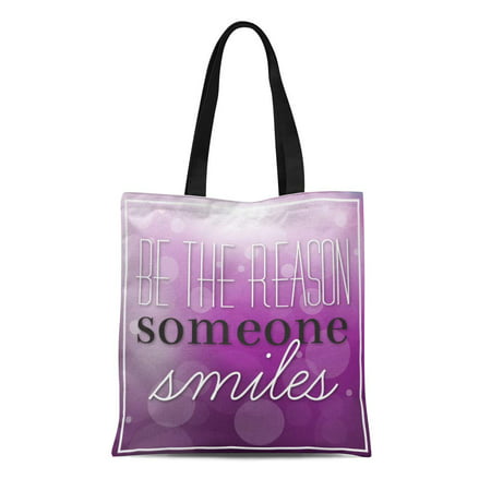 ASHLEIGH Canvas Tote Bag Motivation Motivational Inspirational Quotation on Creative Love Smile Attitude Reusable Shoulder Grocery Shopping Bags