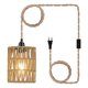 thumbnail image 1 of Bohemian style plug-in chandelier, pendant lamp with plug cord, ceiling light rattan cylinder lampshade, 1 of 5