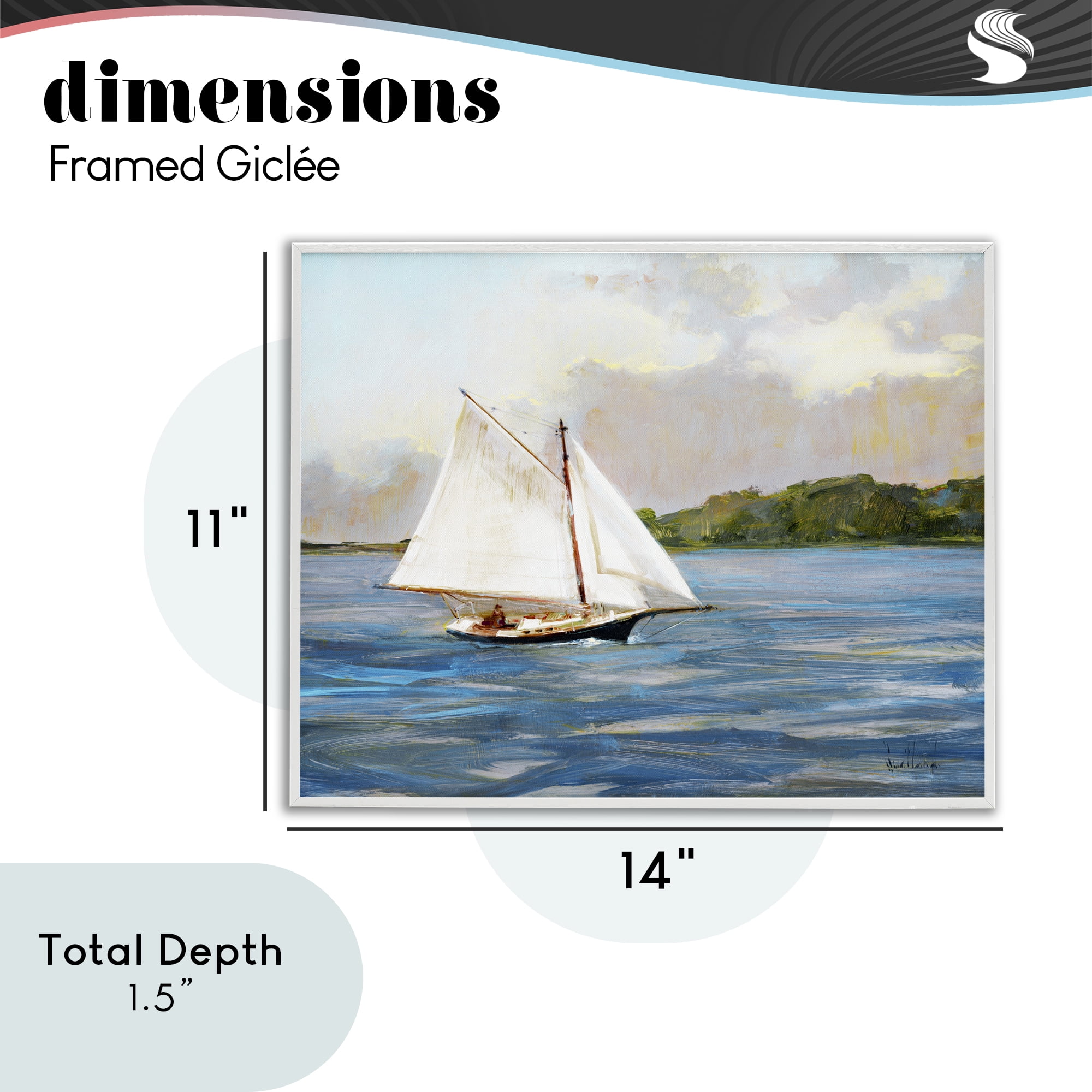 Stupell Industries White Sailboat on Calm Blue Sea White Framed Giclee Art, design by Katie Swatland