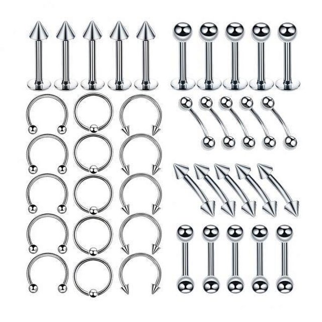 Paquete de 40 piercings para nariz labio lengua ceja trago ombligo 6 mm jinwen