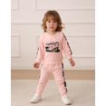 thumbnail image 3 of KIMI BEAR 2T Toddler Girl Outfit Set 3T Child Winter Clothes Long Sleeves Letter Sweatshirt Top Camouflage Color Block Pants 2pcs Clothing Pink, 3 of 7