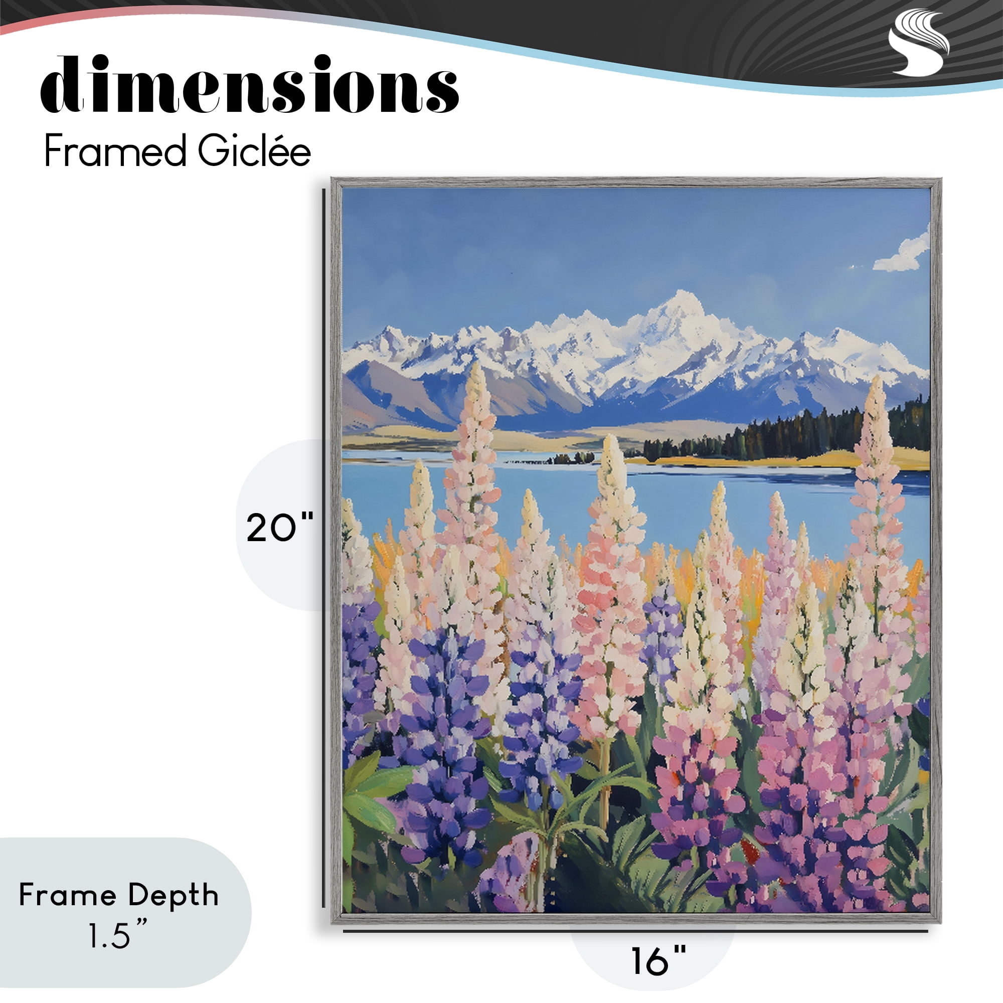 Stupell Industries Mountains & Wildflowers by Lake Gray Framed Giclee Art, design by The Prints Vibe