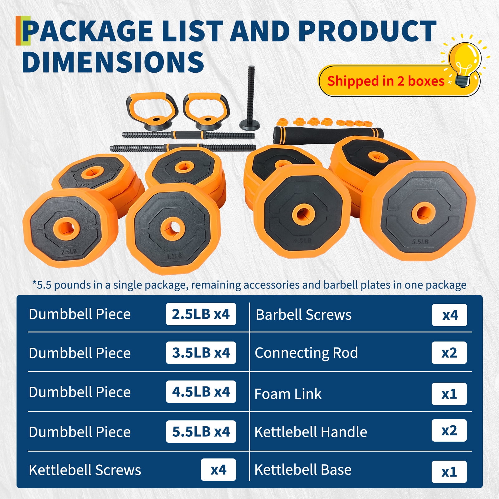 66 lbs lbs Adjustable Dumbbell Set, 4-in-1 Multi-Functional Weights for Home Gym, Converts to Barbell & Kettlebell