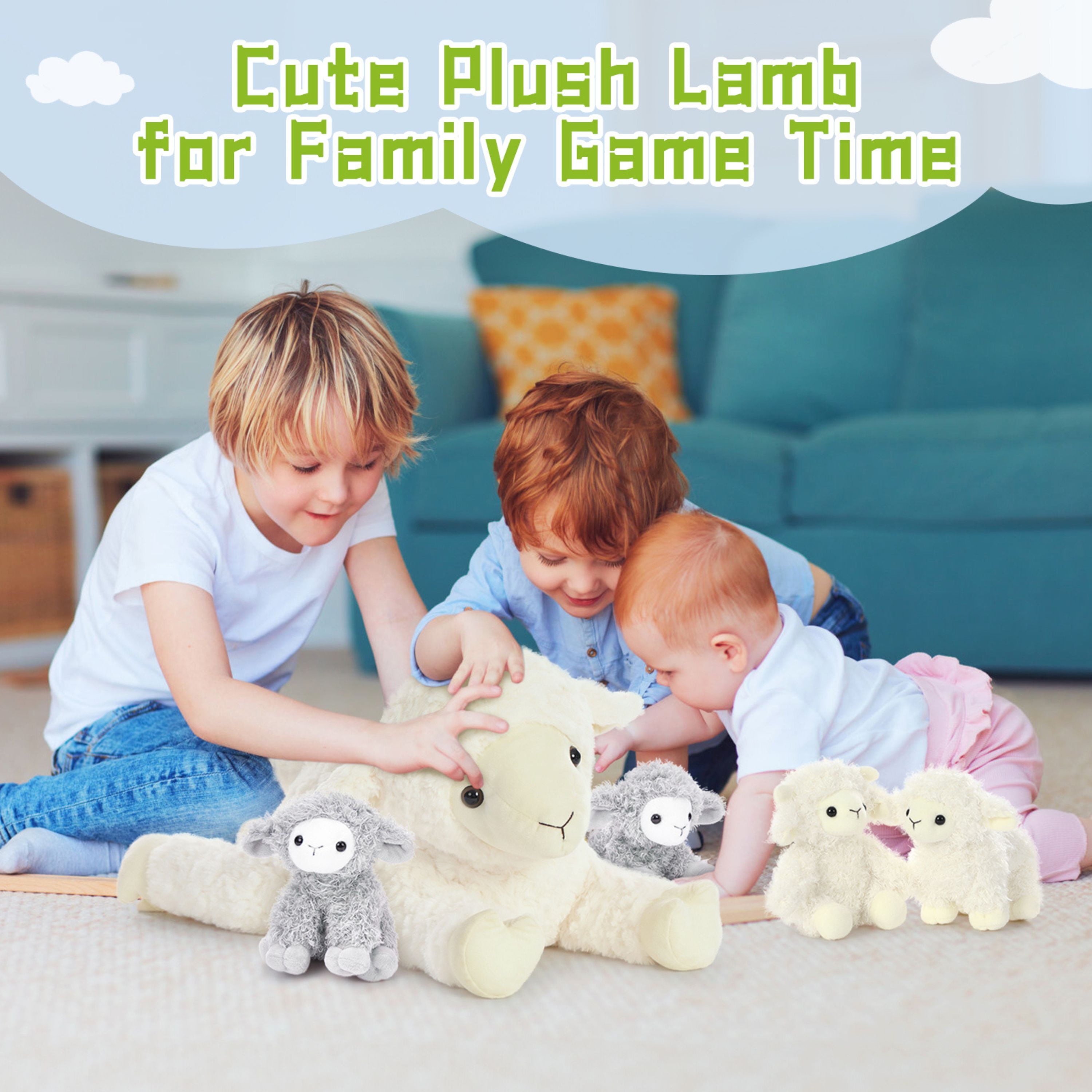 Tezituor 5Pcs Sheep Stuffed Animal 20'' Giant Lamb Plush with 4 Babies Plush Toy