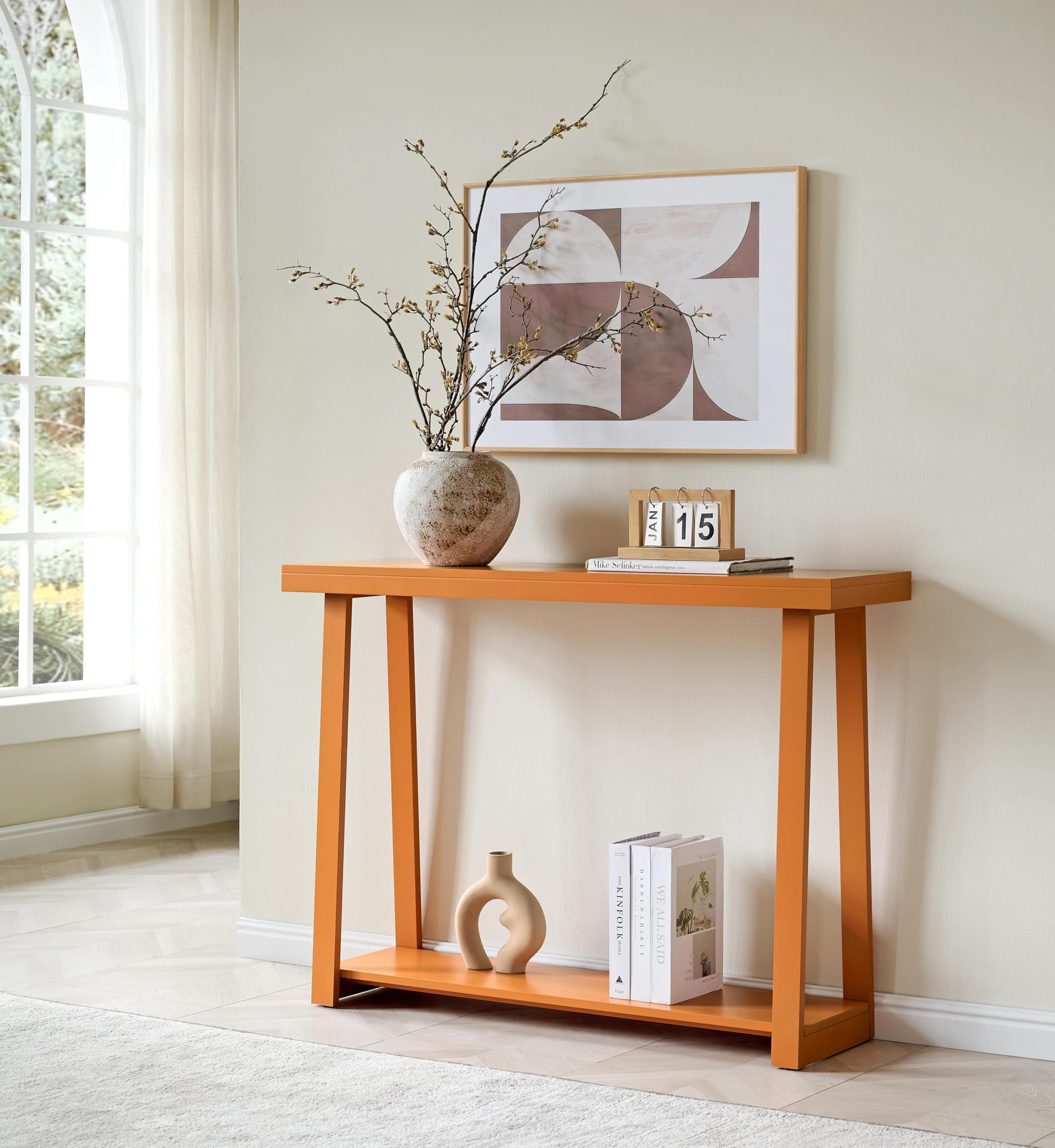 Kings Brand Furniture Emma Wood Console Sofa Table with Storage Shelf for Entryway, Hallway, Behind The Couch, Living Room, Foyer, Bedroom (Honey Ginger, 36 inches)