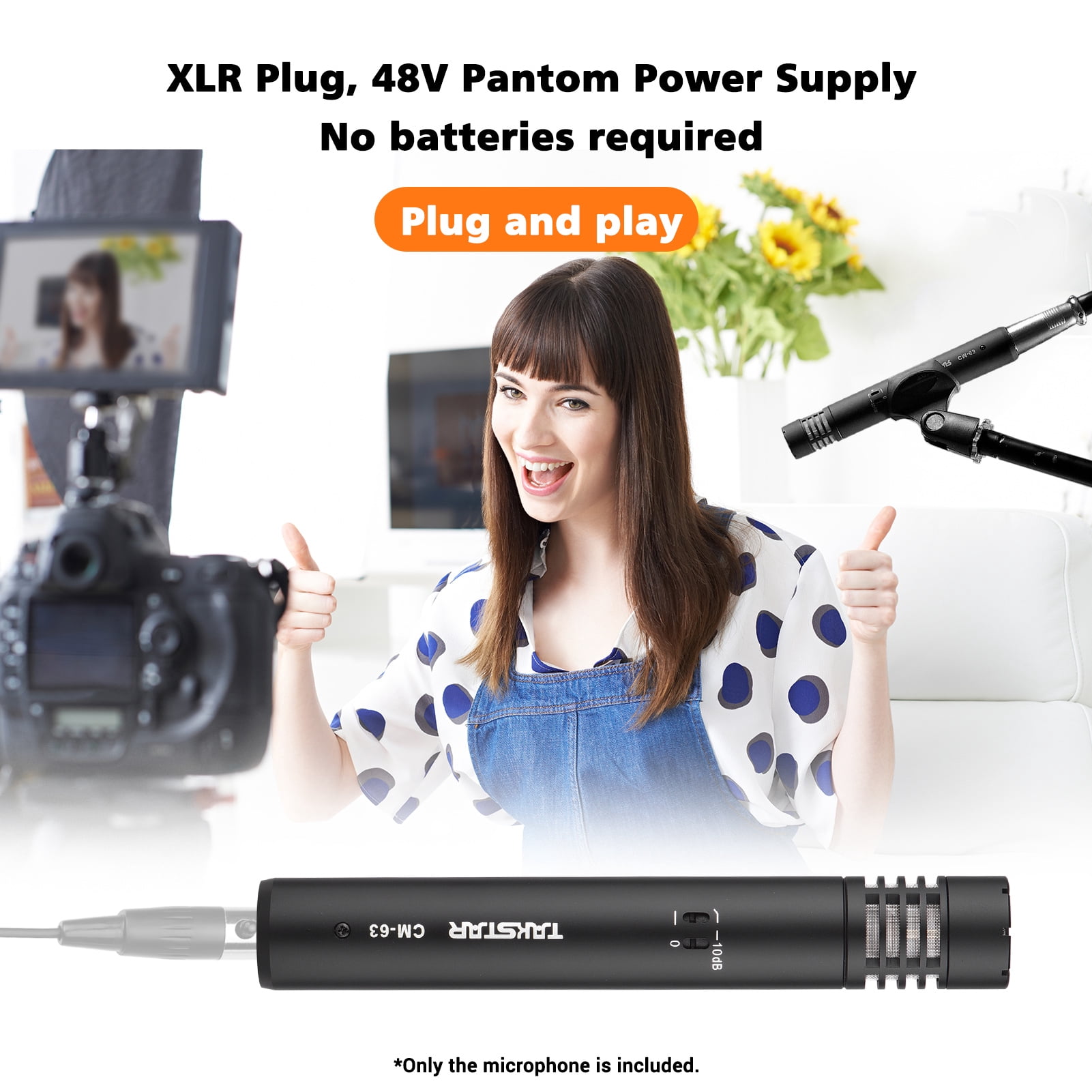 Microphone,Mic 48v Condenser Moisture Resistant Xlr Mic 48v Resistant Xlr Mic Professional Condenser 48v Studio Buzhi Qudai Xlr Huiop Professional Pla Xlr Bundle Mewmewcat