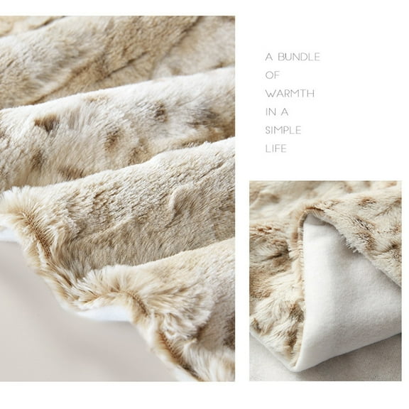 Hxlazmoo Double-Layer Thick White Leopard Print Fleece Blanket 60x50 Inch - Ultra-Soft Warm Throw for Sofa, Bed, Picnic, and Home Decor