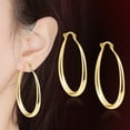 thumbnail image 2 of opvise 1 Pair Women Earrings Simple Dress Up Alloy Office Lady Oval Type Hoop Alloy Earrings Daily Wear, 2 of 8