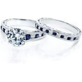 thumbnail image 2 of Rag Jewels 925 Sterling Silver 3.00 Ct Round Cut Diamond & Blue Sapphire Wedding Engagement Bridal Ring Set 14K White Gold Plated For Women's -6, 2 of 5