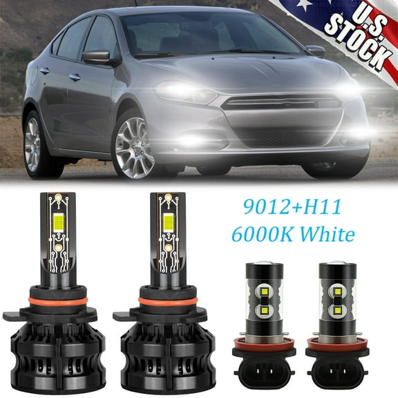 For DODGE Dart 2013 2014 2015 -6x LED Headlight Hi/Lo beam   Fog Bulbs Kit White