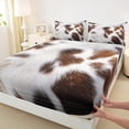 thumbnail image 3 of Homewish Country Cattle Hide Twin Sheet Sets,Rustic Farmhouse Cabin Twin Fitted Sheet,White Brown 03 For Teens,Luxury Bedroom Decor,3-Piece, 3 of 7