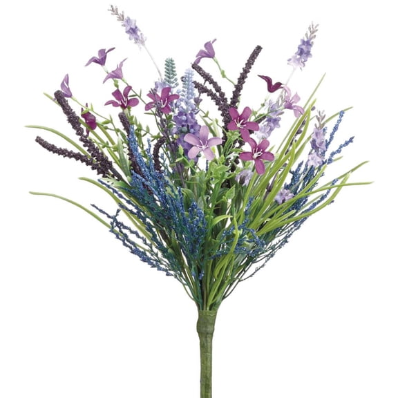 14" Lavender and Fern Artificial Silk Floral Bouquet