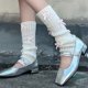thumbnail image 4 of Calcetines de pila para mujer, estilo dulce japonés, bonitos calcetines blancos con lazo, medias finas a juego para primavera y otoño para niña, 4 of 6