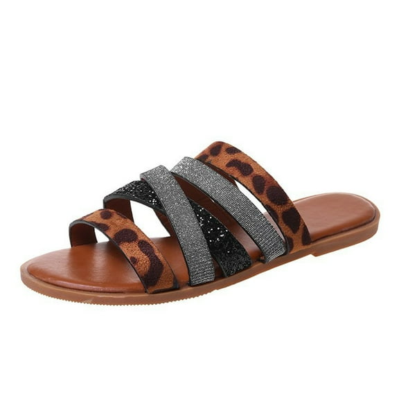 Clearance VerPetridure Women's Sandals Summer Casual Scasual Large Size Flat Leopard Print Sandals And Sandals