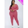 thumbnail image 2 of Plus Size Long Sleeve Scoop Neck Bodycon Jumpsuit, 2 of 11