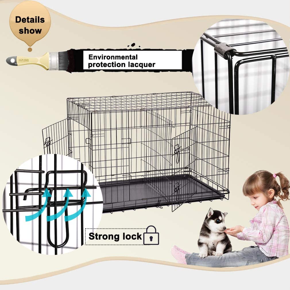 Bestpet 30" Large Folding Wire Dog Crate, Metal Pet House for Indoor Use