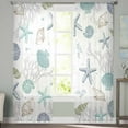 thumbnail image 4 of Sheer Curtains 63 Inches Long, Ocean Coral Shell Beach Marine Life Light Filtering Window Curtains for Living Room, Coastal Starfish Rod Pocket Voile Sheer Curtain Drapes, 52"W x 63"L, 2 Panels, 4 of 9