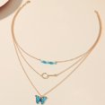 thumbnail image 2 of Femmes filles Collier multicouche: Perle Butterfly Charm Collier Pendentif Collier, 2 of 8