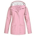 thumbnail image 2 of Cuhas Womens Coats Jackets for Women Rain with Hood Lightweight Outdoor Hooded Waterproof Windbreaker Solid Trench Plus Size Womens Tops Pink 4X, 2 of 5