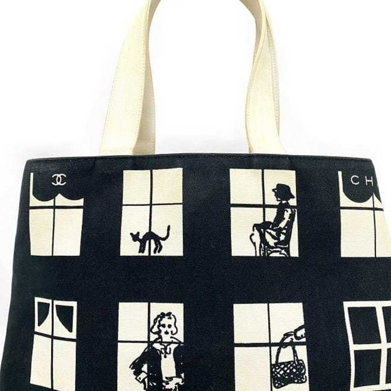 Authenticated Used Chanel Tote Bag Windows Mademoiselle Cotton