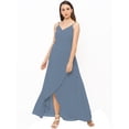 thumbnail image 2 of eloria Women's Georgette Summer Casual Split V Neck Sleevless Long Dress With Tie, Color : Light Grey 2 | Size : 3XL, 2 of 5