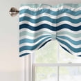 thumbnail image 4 of Tie Up Valance for Windows Teal Blue Stripe Waves Curtains Valances Rod Pocket Valance Window Treatments Lines Striped Balloon Curtains for Kitchen Living Room Bedroom Bathroom Decor 42x12 Inch, 4 of 9
