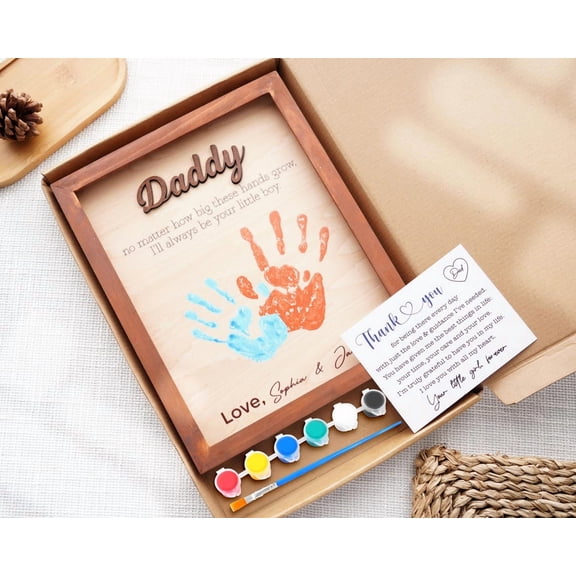 Personalized Handprint Frame for Dad, Best Dad Ever Handprint Sign, Custom Kids Gift for Dad, Father's Day Gift, Grandpa Gift, Kids Handprint Keepsake