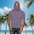 thumbnail image 2 of Fanxing Big and Tall Cooling Sun Shirts for Men with Hood Short Sleeve Lightweight Tees with Masks Fishing Hoodie Purple,XXL, 2 of 9