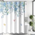 thumbnail image 4 of Cortina de ducha DEKAXID con diseño de hojas y flores de acuarela, color verde, para baño, decoración artística para el hogar, tela con gancho, 4 of 6