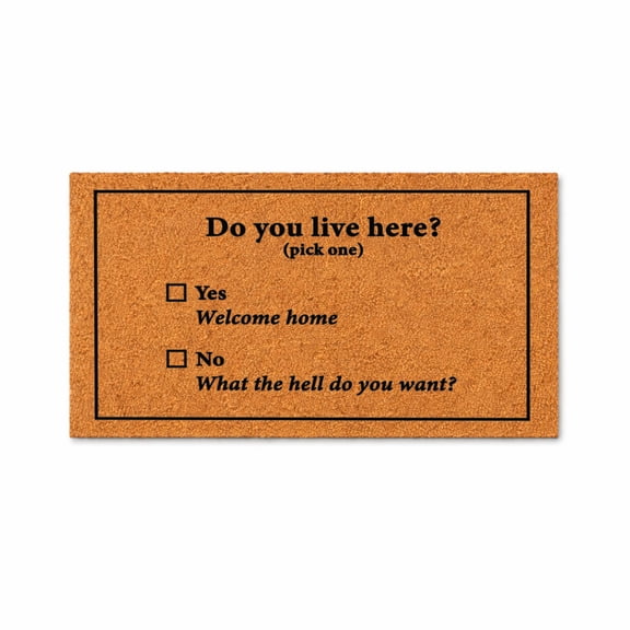 Do You Live Here Pick One Doormat, Welcome Home Entryway Mat (16x24 inches) WoodByStu 5184