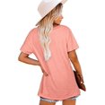 thumbnail image 2 of Nouveau T-Shirt Décontracté à Col en V pour Femmes, Manches Courtes, Haut Ample, Blouse Patchwork, 2 of 2