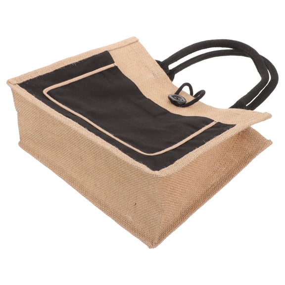 MLINS Jute Shopping Bag Button Tote Bag Handbag Large Capacity Tote Bag for Lady