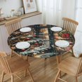 Christmas party Round Picnic Tablecloth, Waterproof Elastic Fitted